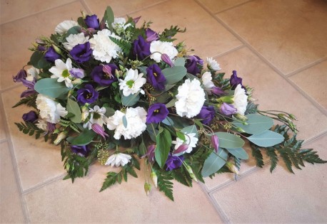 Funeral spray Purple and White